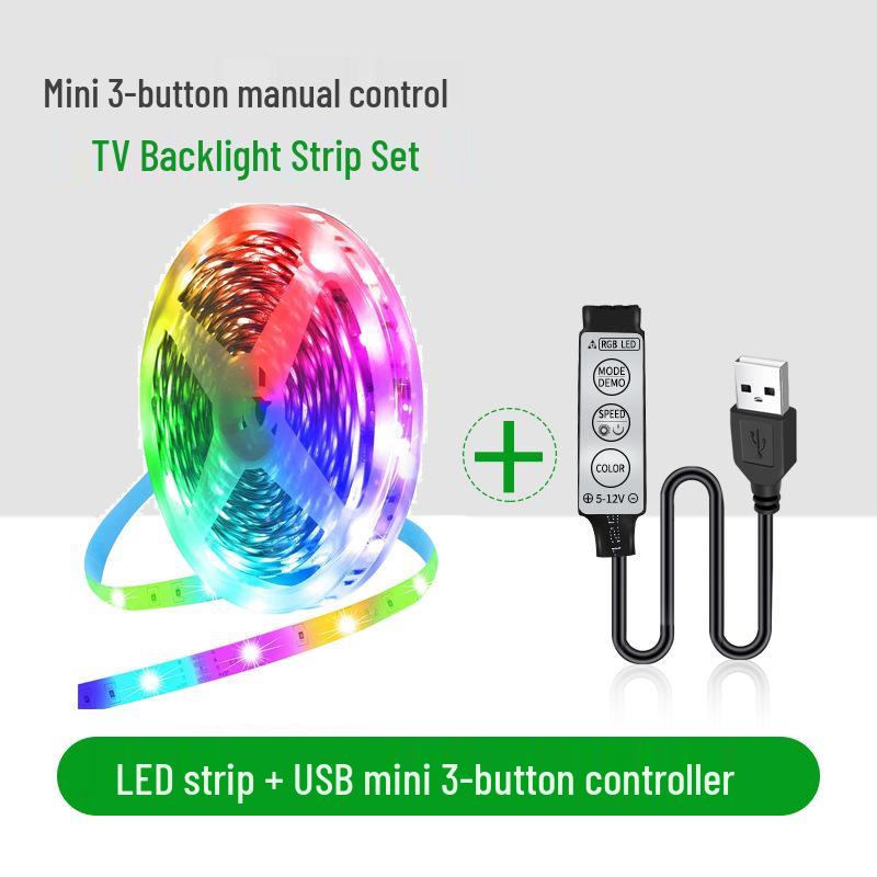 

In-Stock 5V RGB Ambient Light Strip with Bluetooth App Control, 5050 Seven-Color, 30 Beads USB TV Background. 1m (18 LED/m)