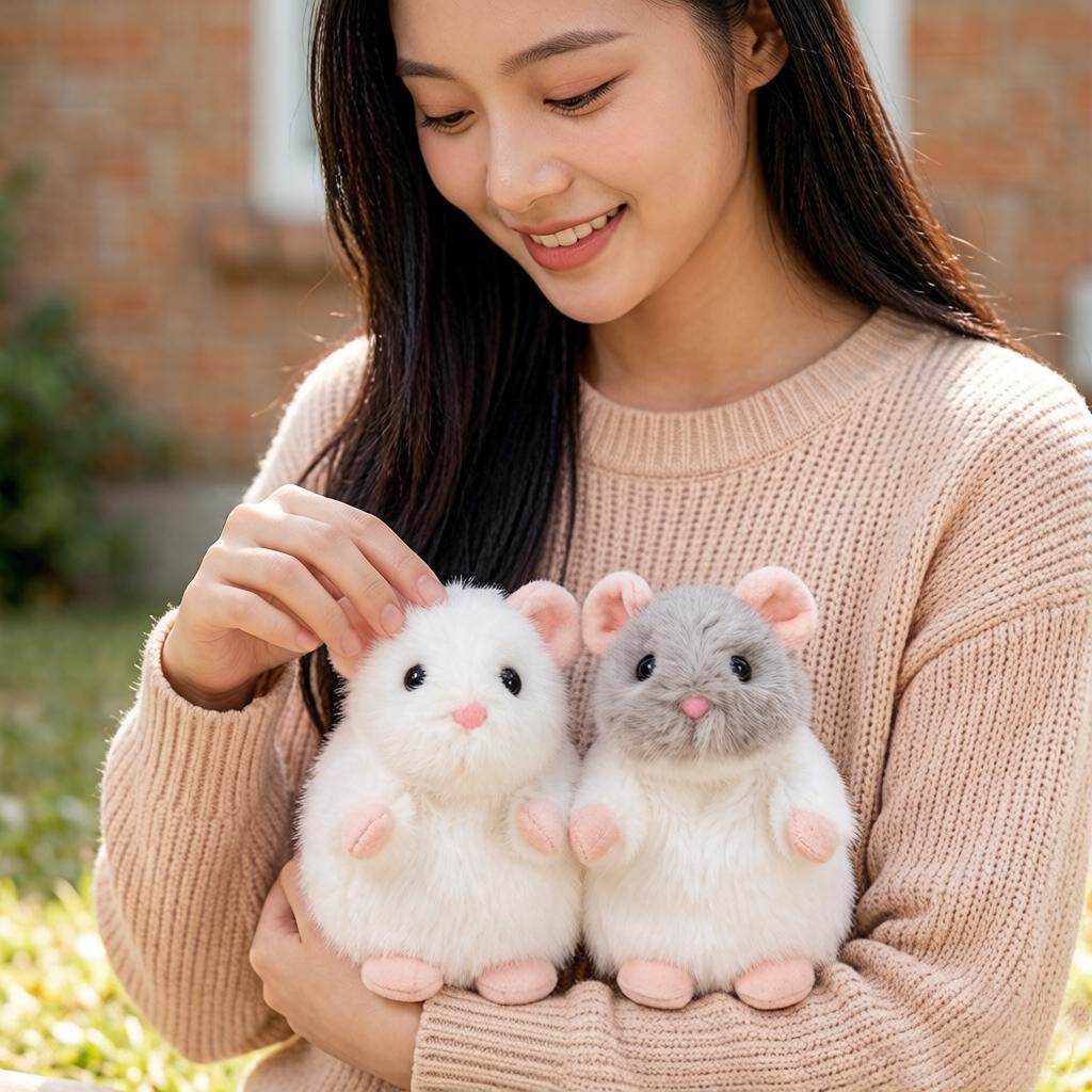1422Cm Kawaii Standing Fancy Mouse Rat Plush Toy Stuffed Grey Brown White Small Animal Fluffy Plushie Appeasing Companion Gift