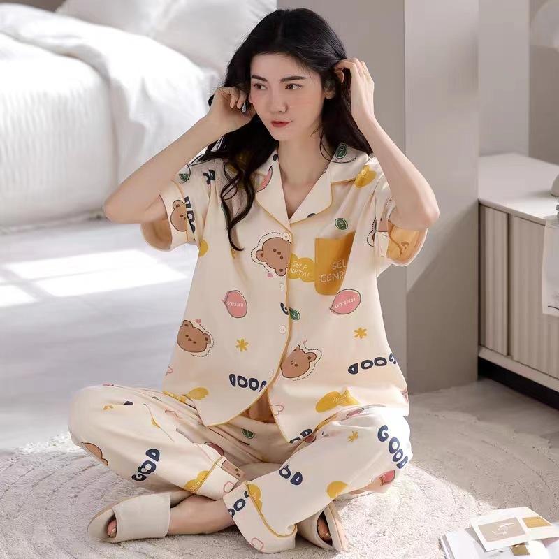 Pajamas Women's Summer Short-sleeved Gentle Wind Simple High-value Casual Women's Short-sleeved Loungewear Set