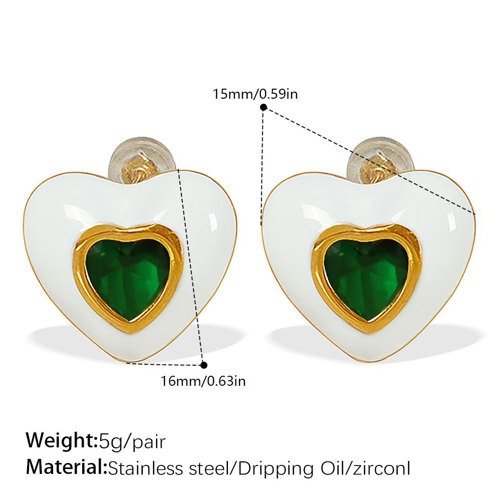 Exquisite Sweet Cool Wind Dripping Oil Love Earrings Women'S Stainless Steel High Sense Versatile Temperament Small Fresh Earrings
