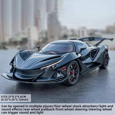 1:24 Schaal Pagani Legering Auto Metalen Gegoten Model Super Sportwagen Model Mode Accessoires Auto Ornamenten met Geluid en Licht Terugtrekken Jongens Cadeau
