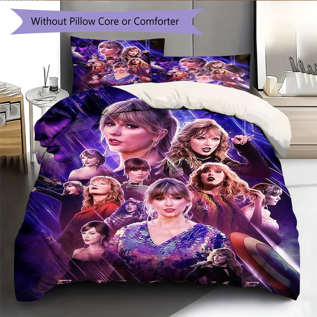 Famous Singer  Pattern Bedding Quilt Set Quilt Cover Pillowcase Home Decoration Birthday Gift (1 * Duvet Cover + 2 * Pillowcase, Without Core)