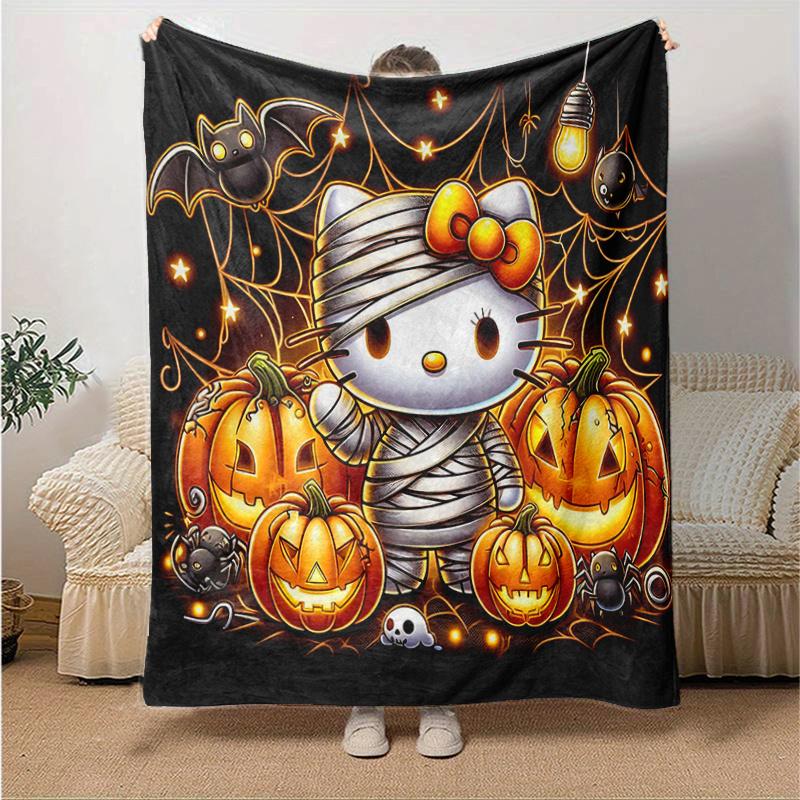 

1pc Hello Kitty in Halloween Mummy Costume Blanket Soft Warm Bedding Throw Coverlet for Room Decor, Living Room, Travel, Camping, Car Blankets, Beach, 130x150cm