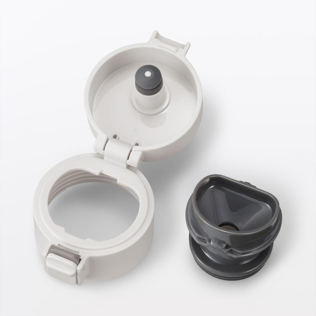 MUJI Vacuum Insulated Insulated Gray 76049111 Bottle, One-Touch Type, 500mL, Beige,