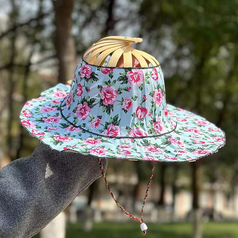 

Женская регулируемая многофункциональная шляпа от солнца из ткани с цветочным узором для путешествий, летняя шляпа-веер, складная, 9 стилей