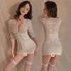 Fan Lei Sexy European Deep V Lace See-through Secretary Bodycon Dress 485-1