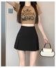 2024 Spring/Summer Black High-Waist Slimming Slit Bodycon Midi Skirt for Women