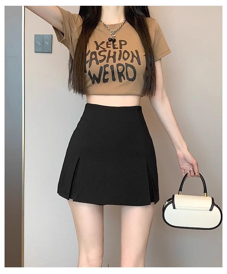 2024 Spring/Summer Black High-Waist Slimming Slit Bodycon Midi Skirt for Women