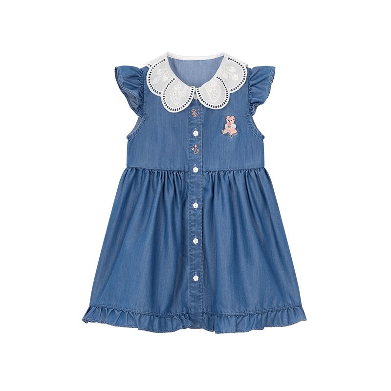 Teenie Weenie Kids Girl s Petal Collar Fly Sleeve Denim Dress 90