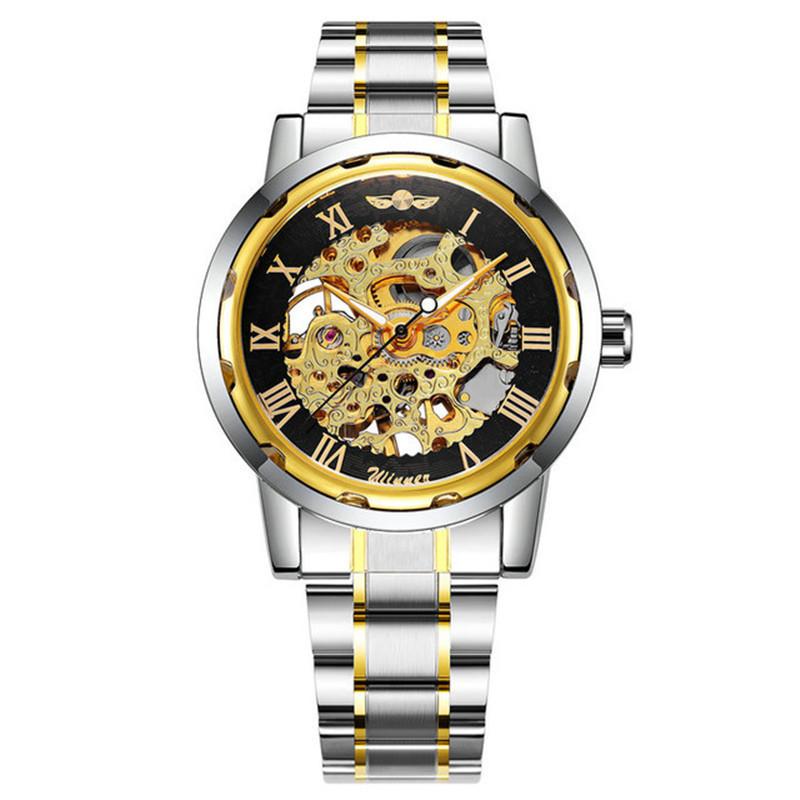 18 Colors Winner Men'S Fashion Business Casual Hollow Room Gold Strap, Manual Mechanical Watch