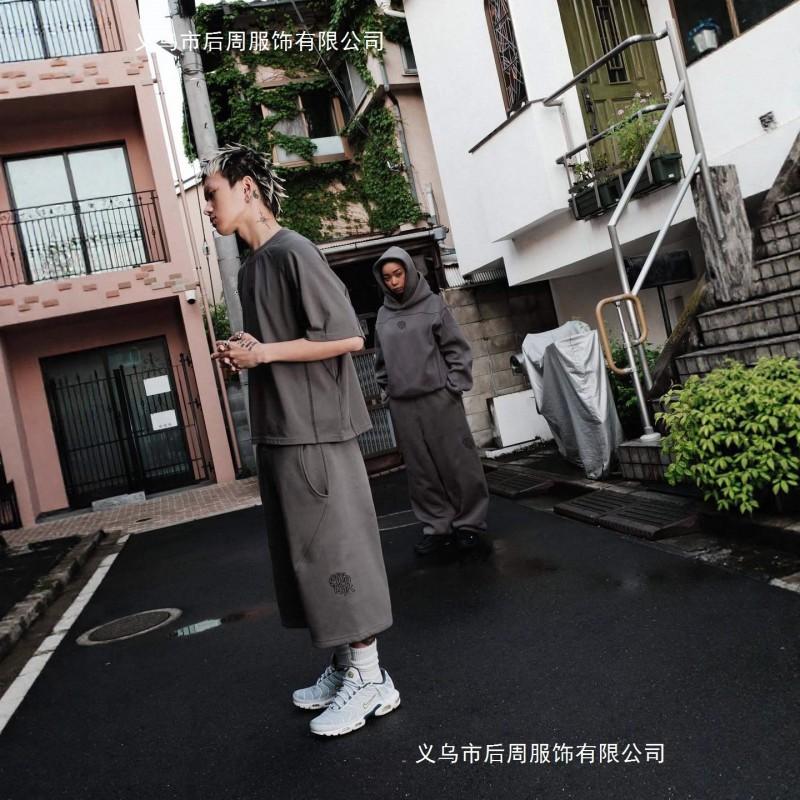 Streetwear Hooded Sweatshirt Jogger Set Men Embroidered Patchwork Loose Fit Casual Tracksuit Fall 2025