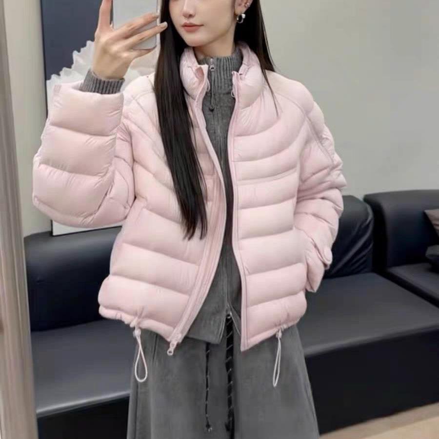 Korean-Style Fluffy Stand Collar Puff Down Jacket - Women's Loose, Slimming, Warm Coat