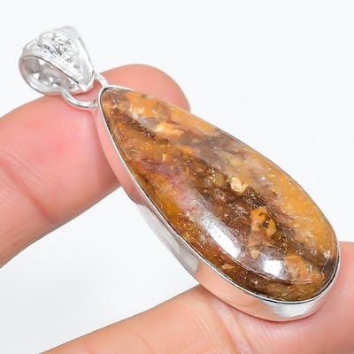 Natürlicher See-Achat Edelstein Handgefertigt 925 Sterling Silber Anhänger 2.29" F6w80