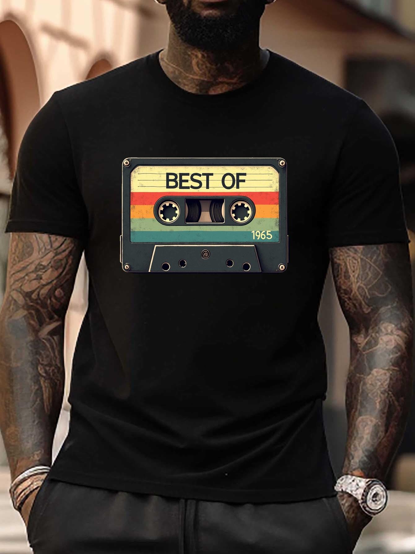 Best Of 1965 Cassette Tape Graphic T-shirt - Plus Size Black Retro Vintage Design M