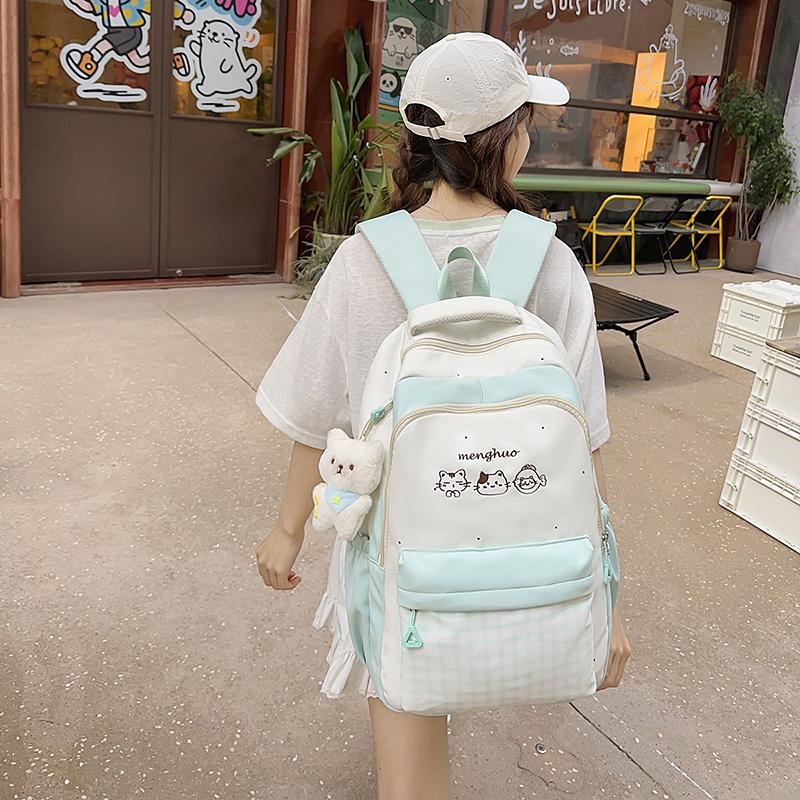 Student Schoolbag Women's Plaid Backpack College Style Backpack