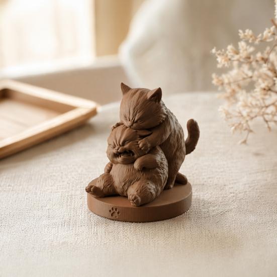 Frolicking Cats Figurine, 3D Printed Playful Cat Statue, Cute Collectible Kitty Sculpture Desktop Ornament Gift for Cat Lovers