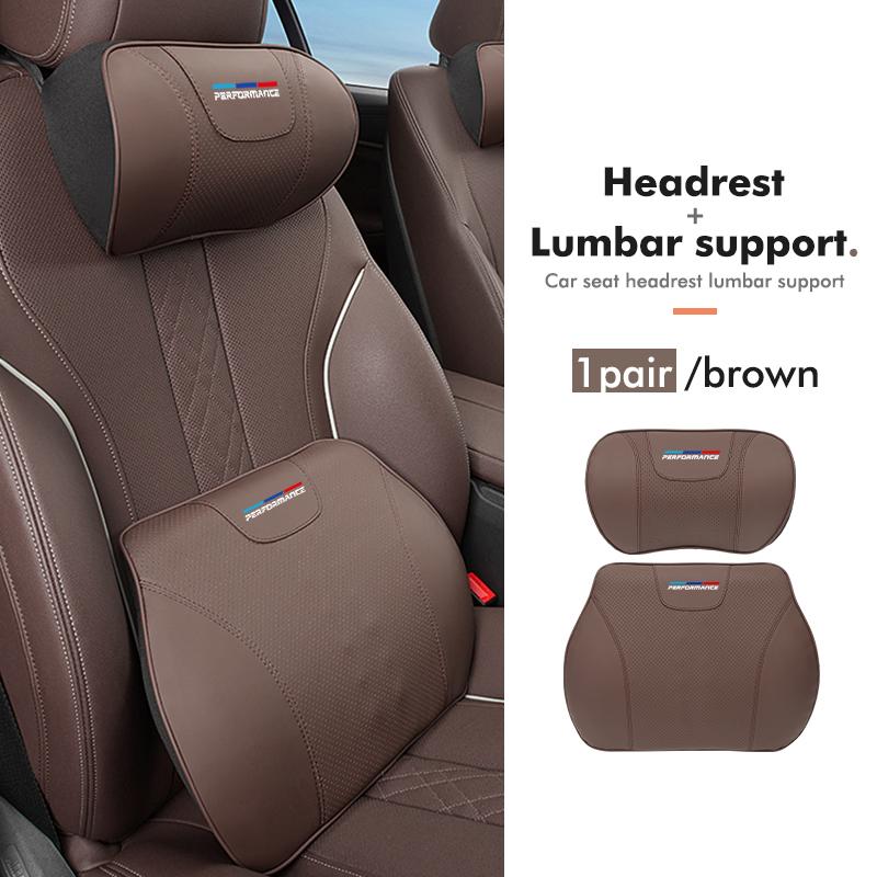 Qhrfm5 Car Logo Headrest Waist Pillow Neck Support Pad Emblem Accessories For BMW 1 3 5 Series G30 G32 G38 2021 2020 2019 2018 E46 E91