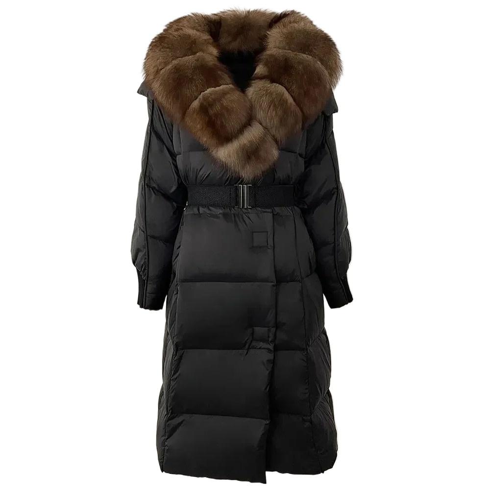 OFTBUY Winter Jacket Women Long Natural Real Raccoon Fox Fur Collar White Duck Down Coat Belt Thick Warm Casual Outerwear