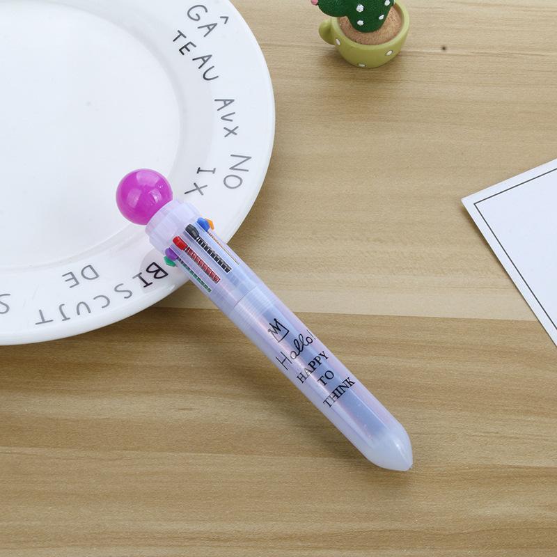 Ten-color Ballpoint Pen Girl Heart Cartoon Press Multi-color Pen Multi-function Color Handbook Pen Creative Cute Pen