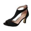 Fashion Women's Shoes 2024 Peep Toe Women's Sandals Cover Heel Dress Sandals Women Round Toe Back Zip High Heels Plus Size Shoes Women