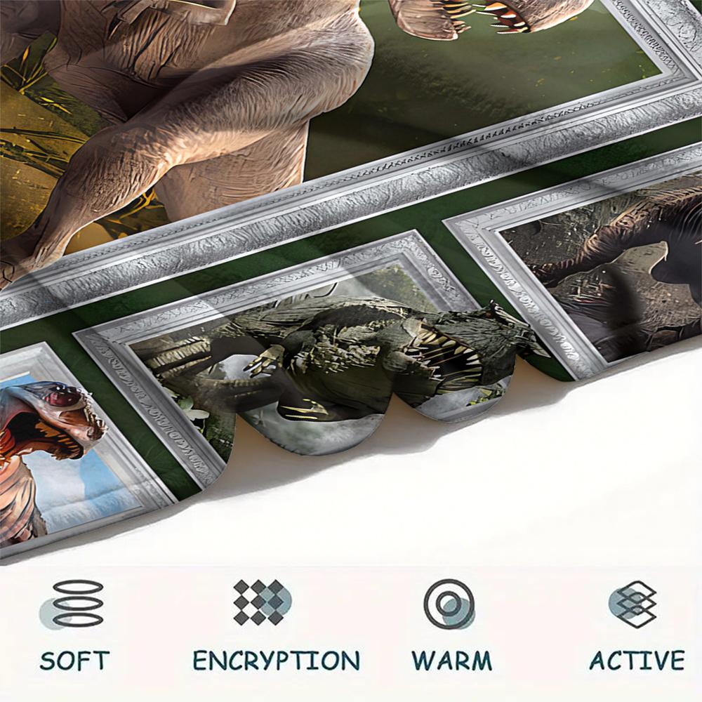 1Pc Dinosaur Print Flannel Blanket, High Quality Comfortable for All Seasons, Home Decor, Warmth and Comfort, Perfect for Christmas Gifts