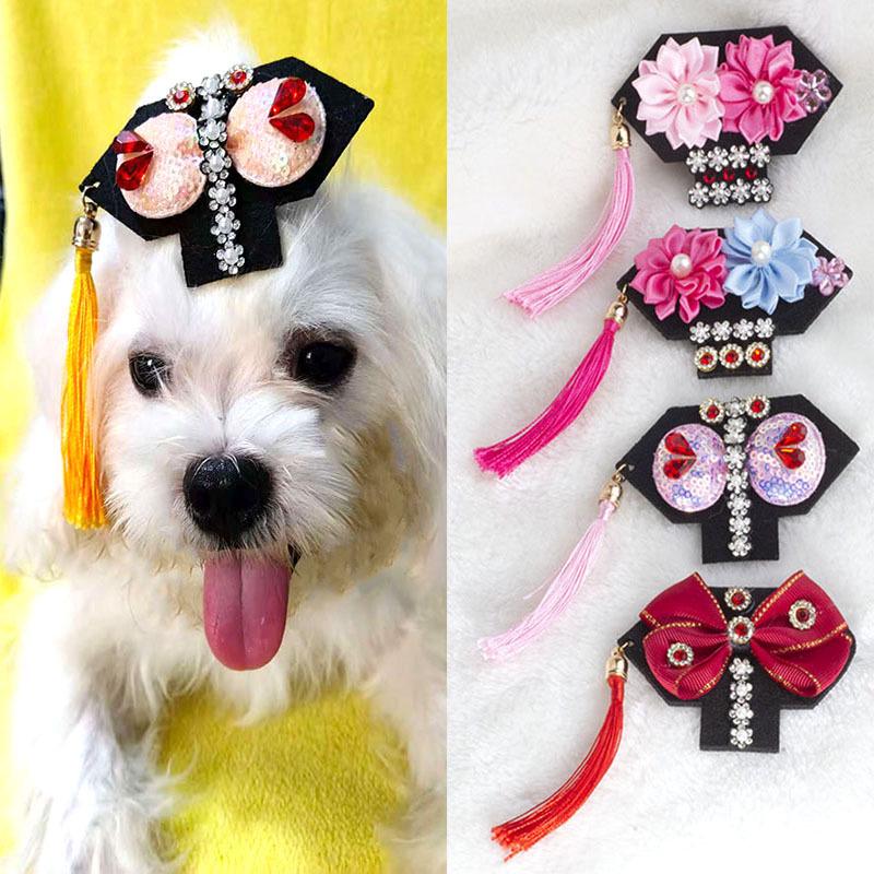 Handmade Plaid Frog Hair Clip for Pets - Suitable for Dogs like Yorkshire, Maltese, Shih Tzu