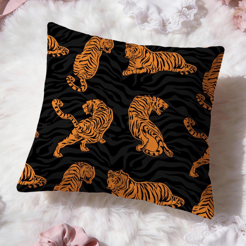 Popular Tigers Print Cushion Cover Soft Washable Pillow Case Multi-Scene For Couch Bed Travel Office Use