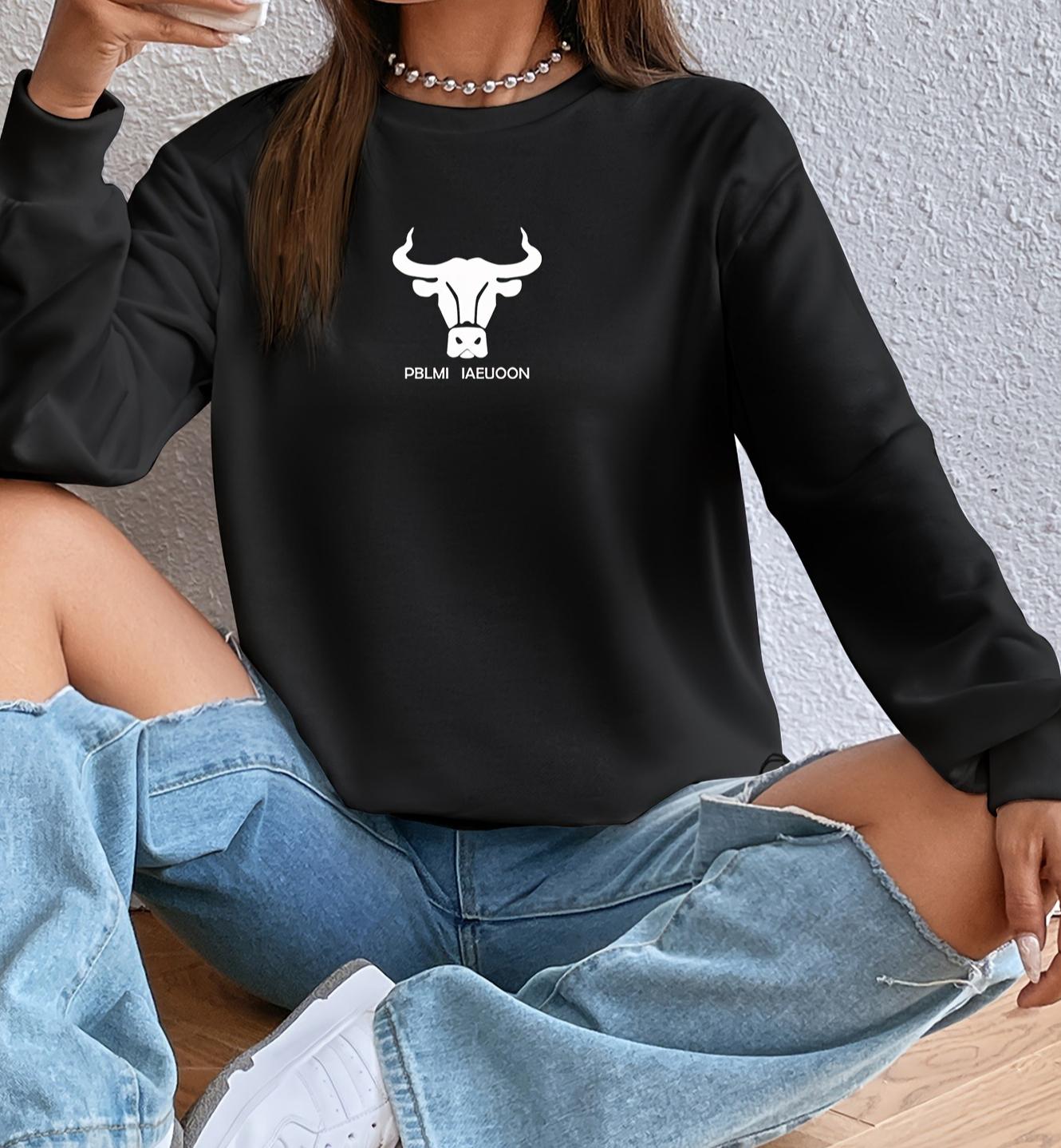 Crew Neck Sweatshirt for Women, Breathable & Airy, Suitable for Spring Outing XXL чёрный