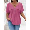 BITCED Women's Fashion Casual Solid Color Print Short Sleeve V Neck Blouses & Shirts