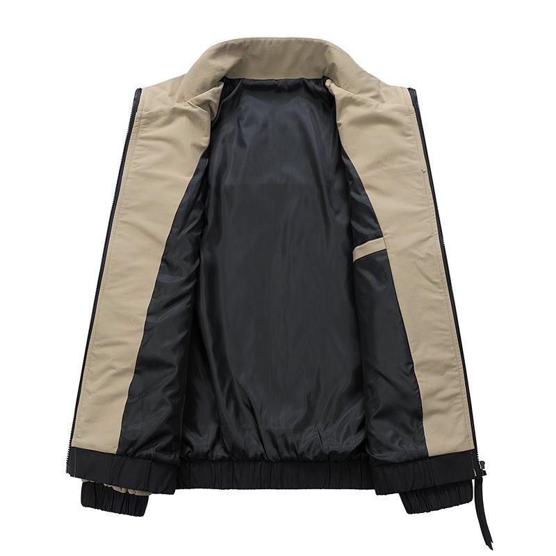 Men's Jackets, Stand Collar, Round Neck Jackets, Men's Spring, Autumn and Winter Trendy Color Matching, Versatile Casual Tops for Men