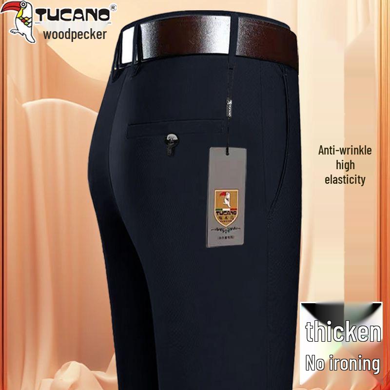 Woodpecker Men's Fleece-Lined Lambswool High-Waisted Straight-Leg Pants