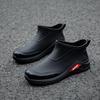 Men's Waterproof Non-slip Ankle Rain Boots with Cotton-padding, Solid Color for Kitchen & Car Wash Use