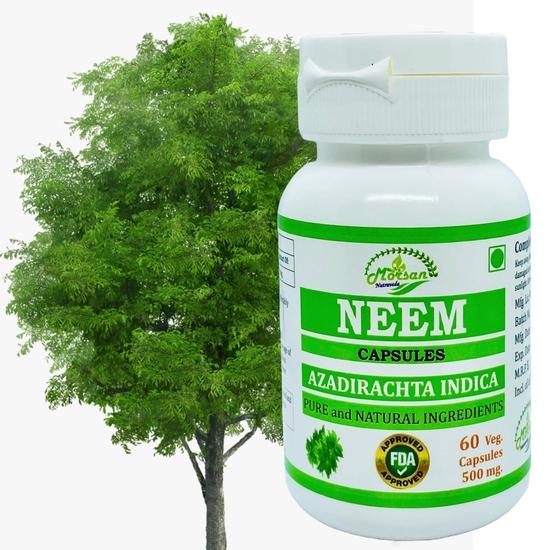 Morsan Nutraveda Neem Capsules (Azadirachta Indica) – 60 Veg Capsules, 500 mg | Supports Skin Health | High Potency 100% Herbal Supplement