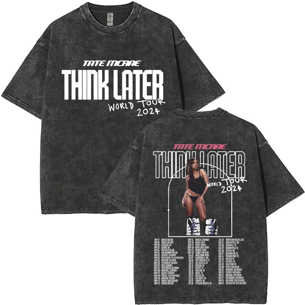 Washed Singer Tate Mcrae Album So Close To What Miss Possessive  World Tour T Shirts Men Women Fashion Oversized Tshirts