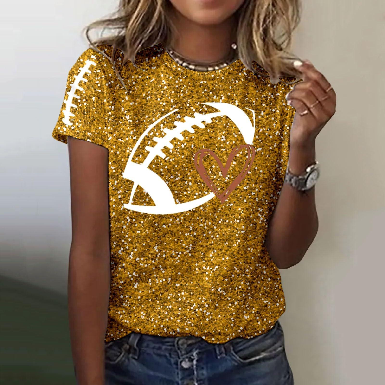 

Женский модный повседневный свободный пуловер с коротким рукавом и принтом с круглым вырезом XXXXL жёлтый