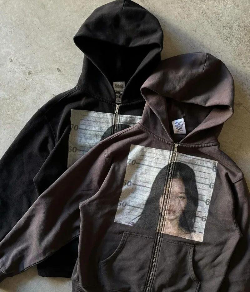 Grenzüberschreitender amerikanischer Streetstyle Y2k Gothic Hoodie Mädchen Print Reißverschluss Pullover Cardigan Jacke Top