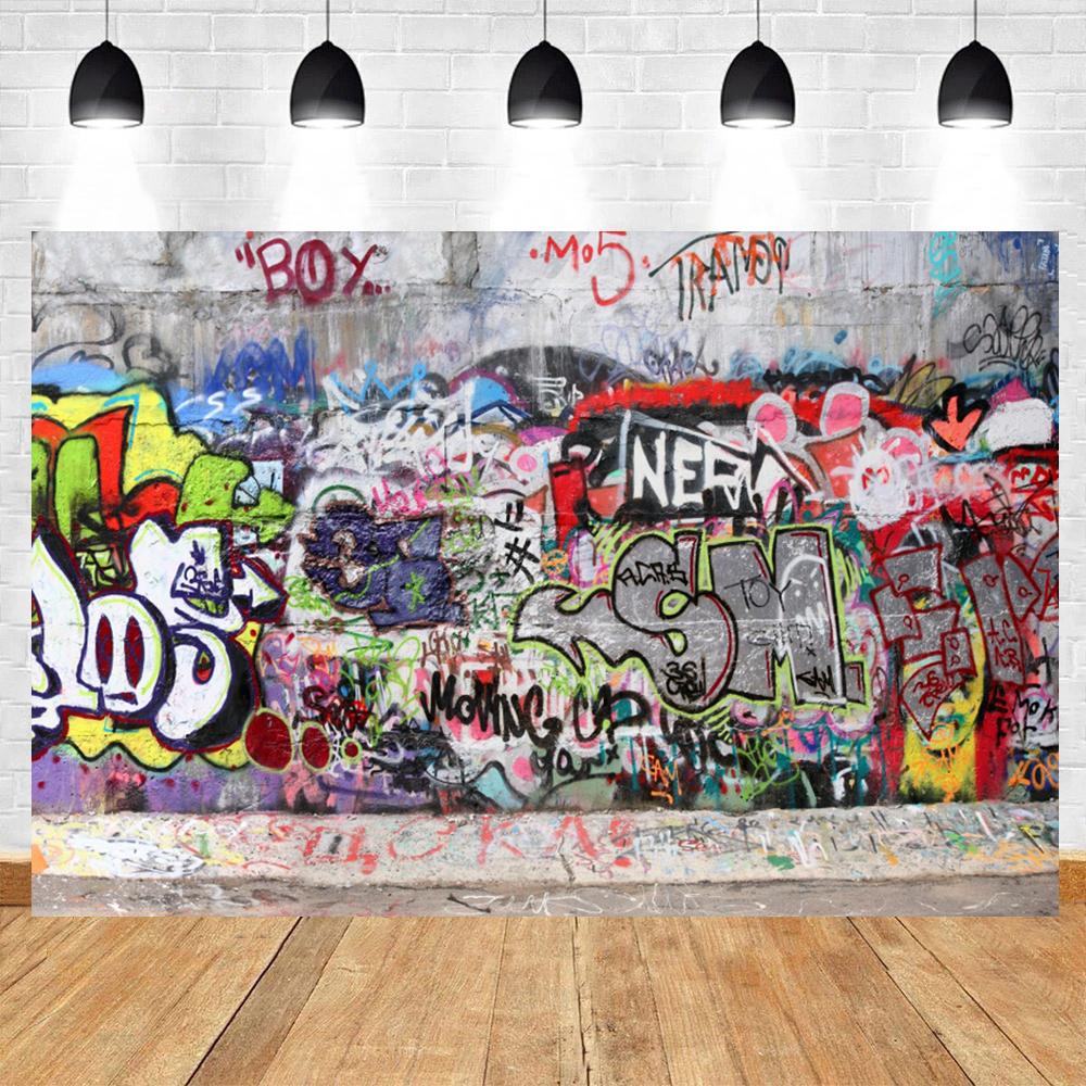 Street Graffiti Brick Wall Photography Tunnel Art Hip Hop Portrait Background Birthday Party Photo Studio Decoration Poster24
