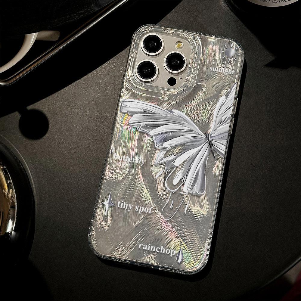 Feather Luster Phone Case for Samsung A53 A14 A33 A12 A32 S24 S23 Plus S20 S21 FE for iPhone 17 15 16 13 Pro 17 16 Pro Max Butterfly Bow Phone Case