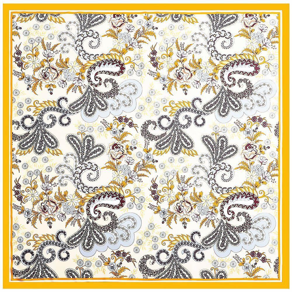 Silk Scarf Women Large Shawls Cashew Flower Print Stoles Square Bandana Luxury Kerchief Hijab Female Foulards 130CM