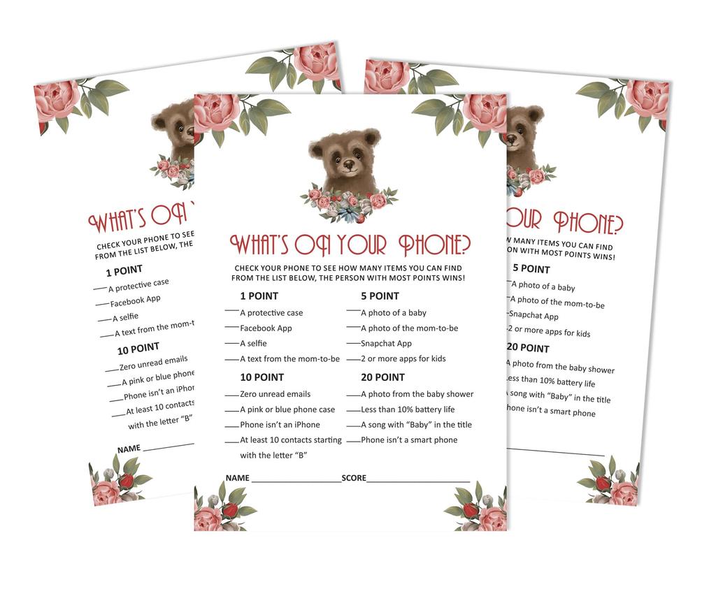 Inkdotpot Baby Shower Game Set Of 50 BabyA  AlphabetA  ABCA  Game Bear Jungle Animals Party