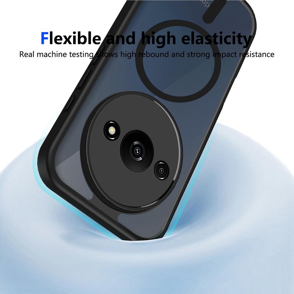 KEYSION Magnetic Phone Case for Redmi A3 A3X Soft Silicone+PC Matte Translucent Clear Shockproof Back Cover for Xiaomi POCO C61
