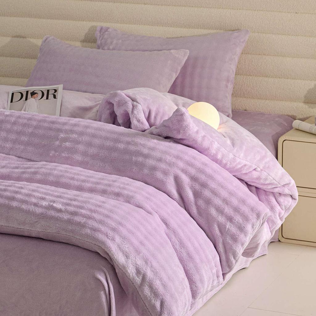 2025 New Winter Faux Rabbit Fur & Milk Velvet Flannel Bedding Set: Thickened, Warm, 4-Piece, Includes Fitted Sheet