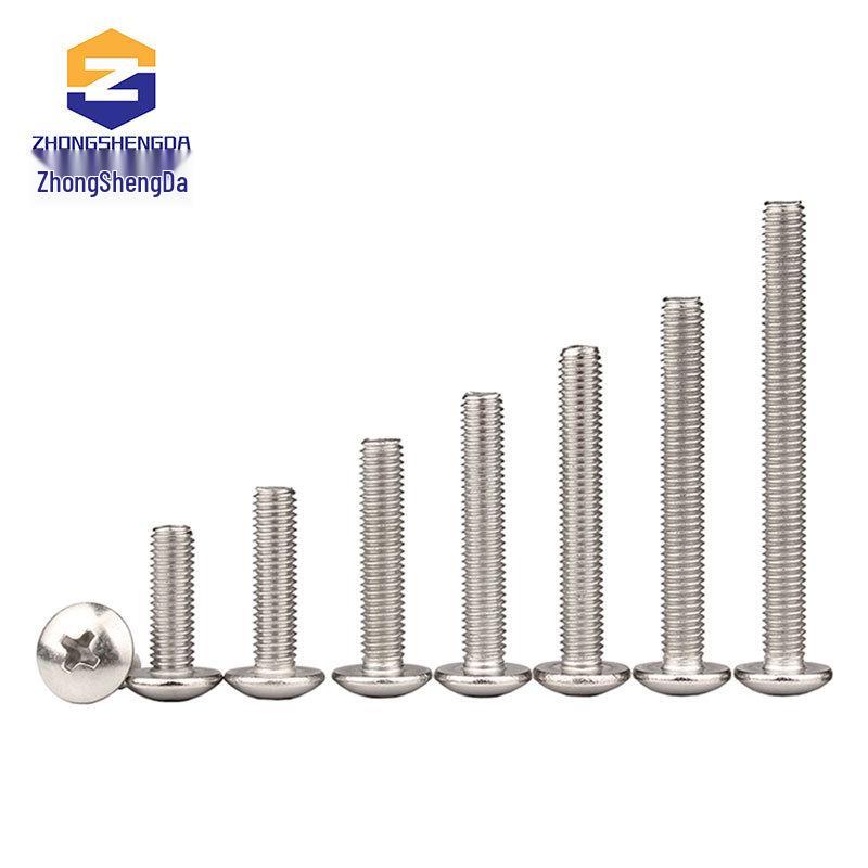 304 Stainless Steel Pan Head Phillips Machine Screw, Mushroom Head, Sizes M2-M6