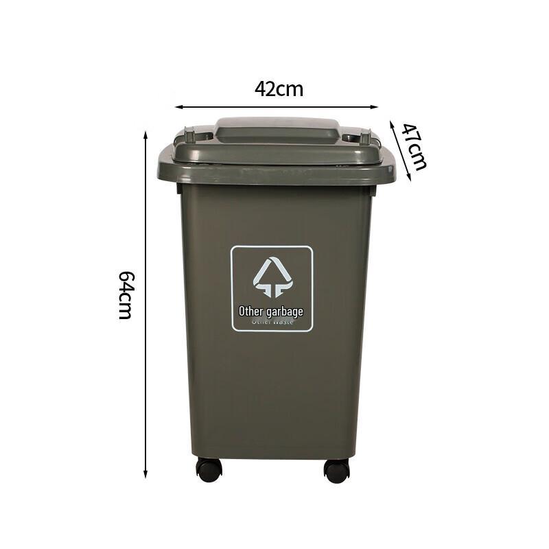 50L Outdoor Commercial Gray Waste Sorting Bin with Lid