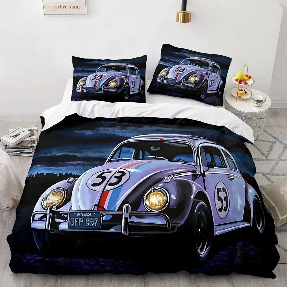 Sports Car King Queen Duvet Cover Cool Colorful Supercar Pattern Bedding Set for Men Adult Race Car 3D Polyester Quilt Cover