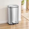 Trash Can Contoured Slow-Close Stainless Steel Waste Bin for Bathroom, Office