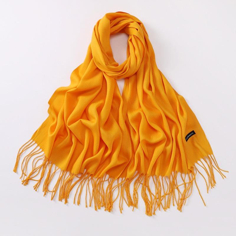 Autumn and winter various solid color imitation cashmere scarves women's monochrome thickened warm fringed shawl scarf scarf bright red scarf