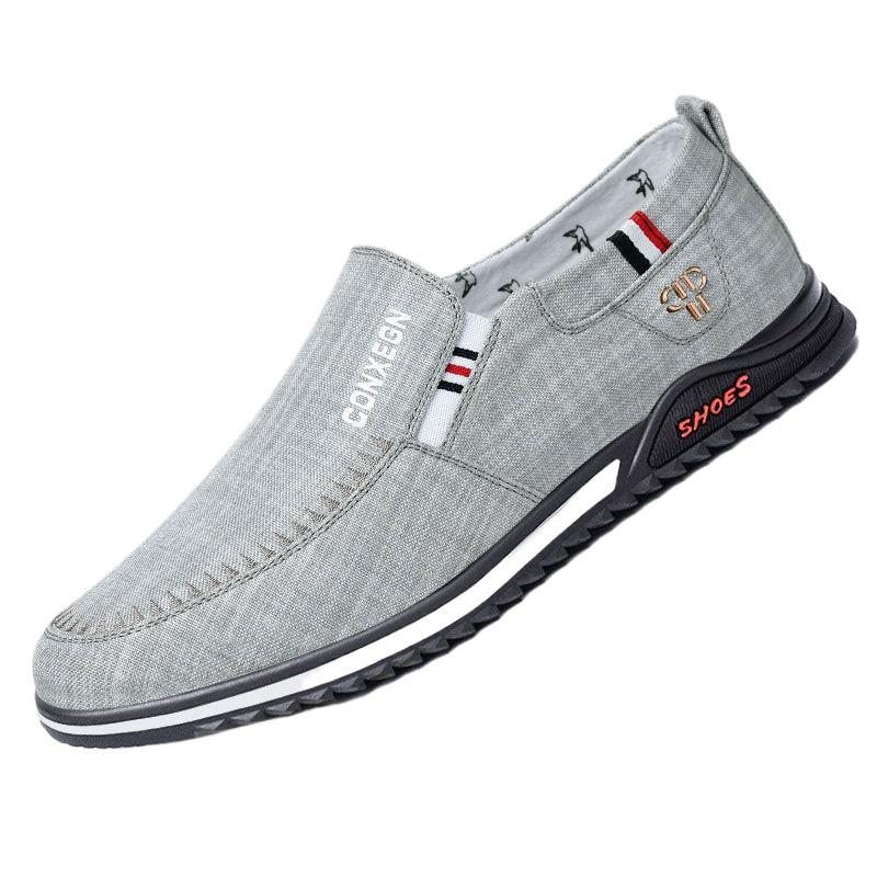 

Мужские парусиновые льняные низкие дышащие туфли на мягкой подошве, удобные тканевые туфли «Старый Пекин» для мужчин среднего возраста 44 светло-серый