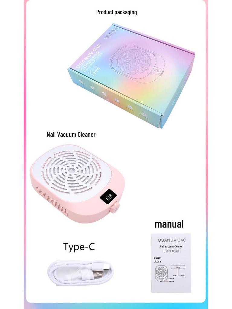 Adjustable Speed Brushless Turbo Nail Dust Collector with High Suction for Professional Nail Salons