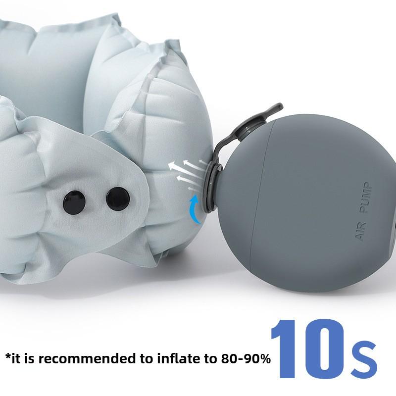 Neck Style Inflatable U-shaped Pillow with Inflatable Pot Portable Storage Travel Neck Pillow Long-distance Inflatable Pillow